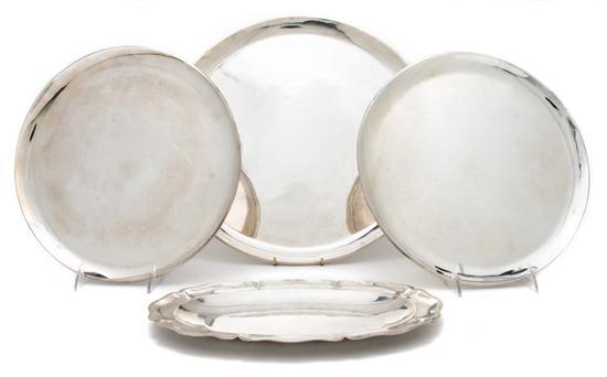 Appraisal: Collection of Three Mexican Sterling Silver Trays of circular form