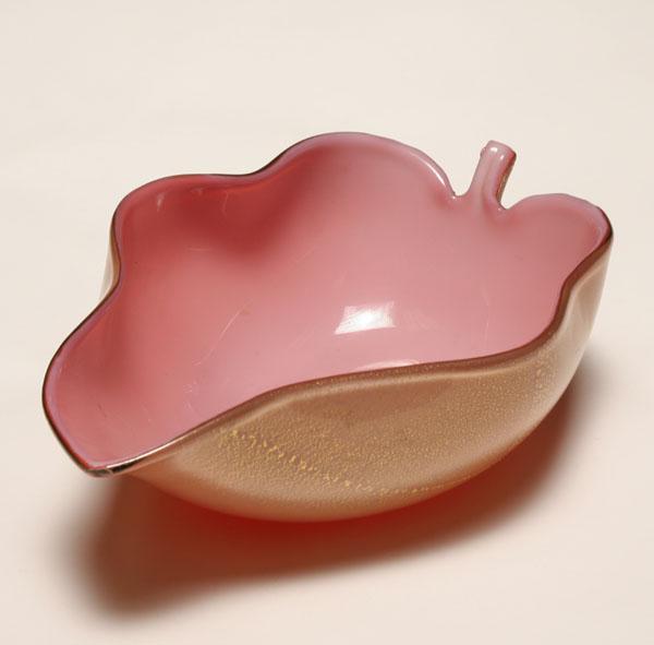 Appraisal: Tyra Lundgren for Venini art glass leaf bowl Laguna coloring