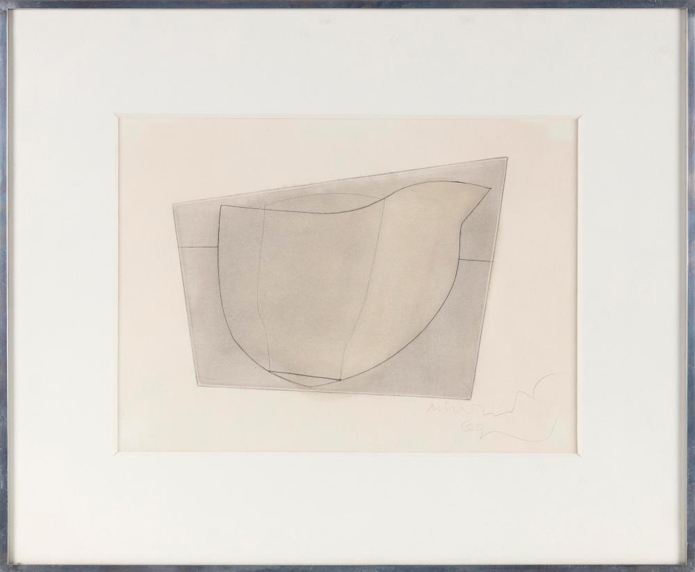 Appraisal: BEN NICHOLSON UNITED KINGDOM - BIRD FORM DRYPOINT WORKED ON