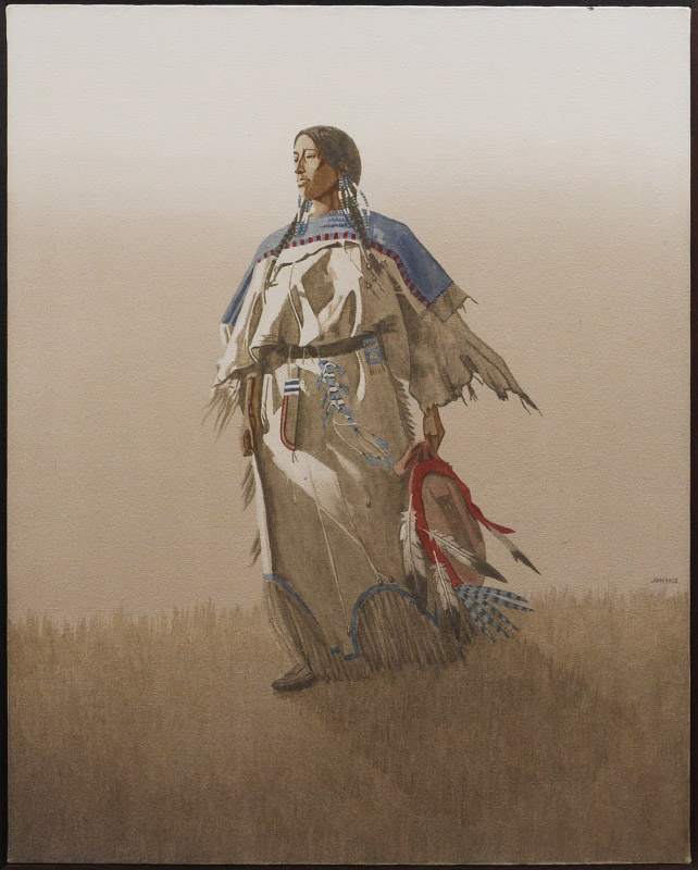 Appraisal: PACE John American - Proud Indian Squaw Oil and Watercolor