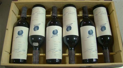 Appraisal: BOTTLE VERTICAL CASE OF OPUS ONE Six bottles from six