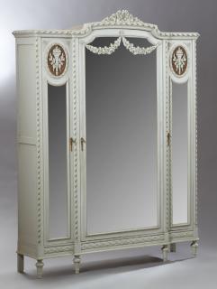 Appraisal: French Louis XVI Style Polychromed Beech Triple Do French Louis