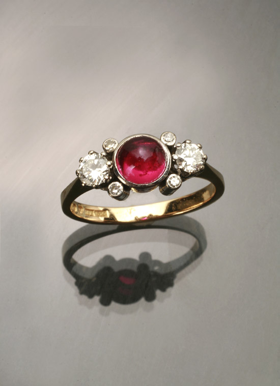 Appraisal: -Karat Yellow-Gold White-Gold Ruby and Diamond Dinner Ring Set with