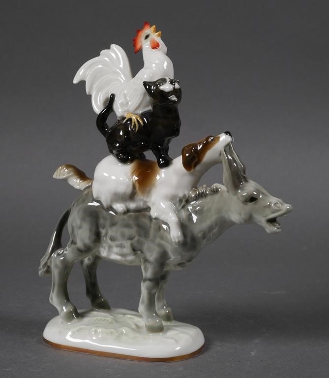 Appraisal: HUTSCHENREUTHER BREMEN TOWN MUSICIANS FIGURINEGerman porcelain figural group Brementown Musicians