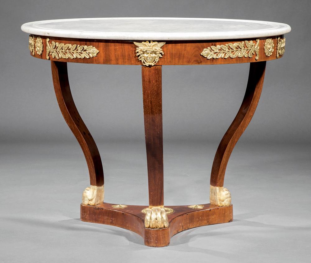 Appraisal: French Bronze-Mounted and Gilt Mahogany Center Table th c dished