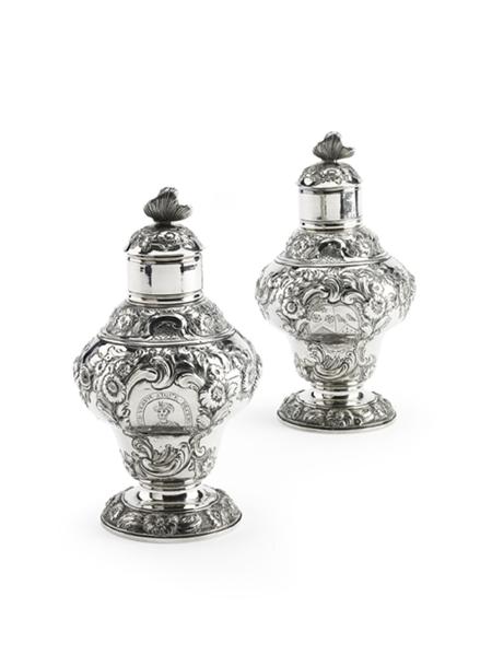 Appraisal: A pair of George II caddies possibly Samuel Taylor London