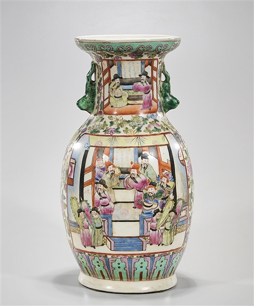 Appraisal: Chinese enameled porcelain vase depicting figural scenes animal form mold