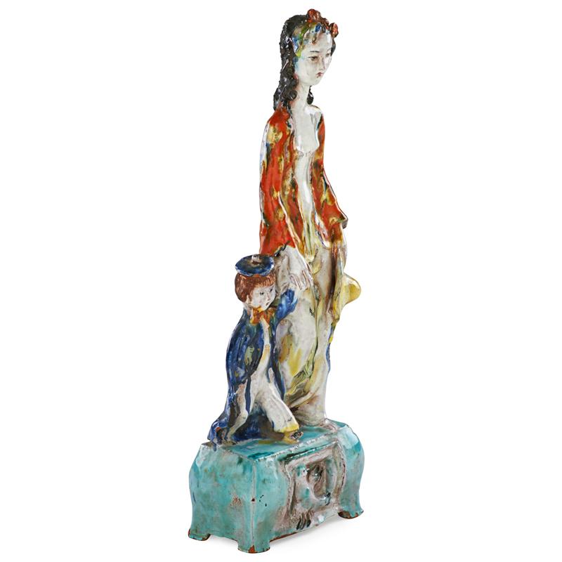 Appraisal: SUSI SINGER Glazed ceramic sculpture of mother and child Austria