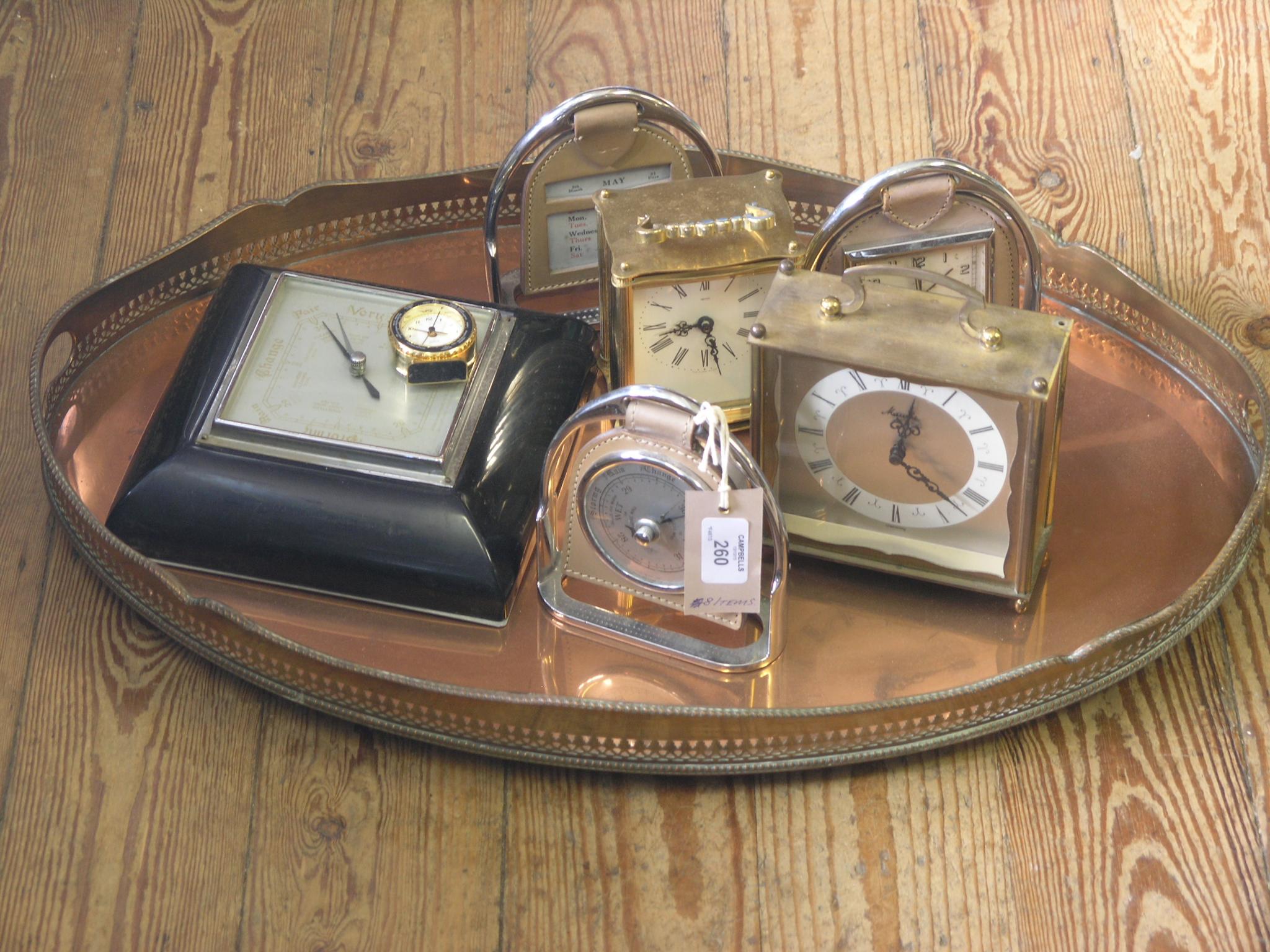 Appraisal: A large oval copper tray two-handled with pierced gallery in