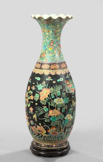 Appraisal: Monumental Kuang Hsu Famille Noire Porcelain Vase fourth quarter th