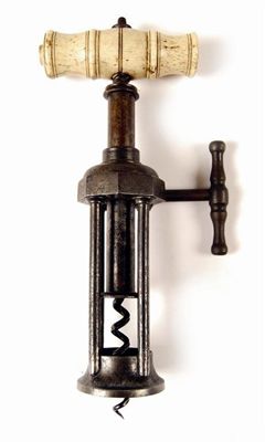 Appraisal: An English th century steel four pillar King's screw corkscrew