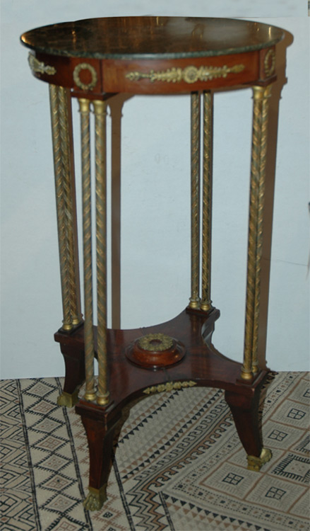 Appraisal: Neoclassical Style Marble Top Gilt-Metal Mounted Stand Estimate nbsp nbsp