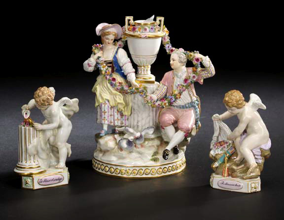 Appraisal: Attractive Pair of Meissen Porcelain Motto Putti consisting of I