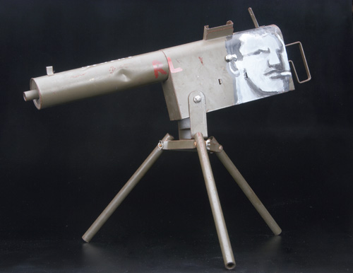 Appraisal: ROBERT LOUGHLIN Tru-matic machine gun painted with portrait and stenciled