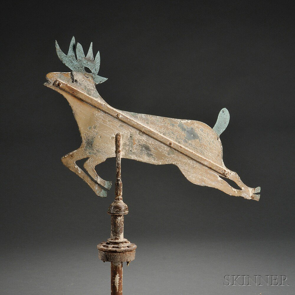 Appraisal: Painted Sheet Copper and Iron Deer Weathervane America late th