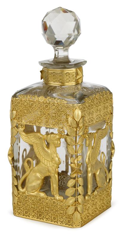 Appraisal: French Empire style gilt bronze mounted decanter late th early