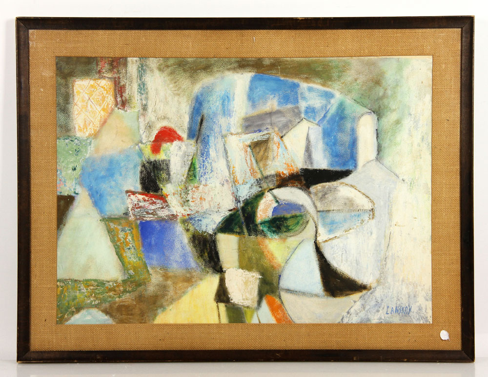 Appraisal: - Attr Lanskoy Abstract Gouache Attributed to Andre Lanskoy abstract