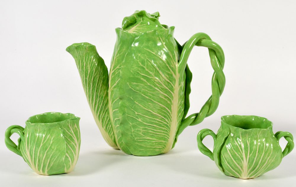 Appraisal: Dodie Thayer Teapot Creamer Waist Container Dodie Thayer Lettuce Ware