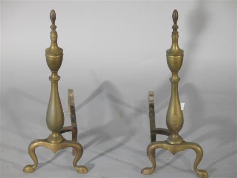 Appraisal: PAIR OF FEDERAL STYLE BRASS ANDIRONS Provenance Property of the