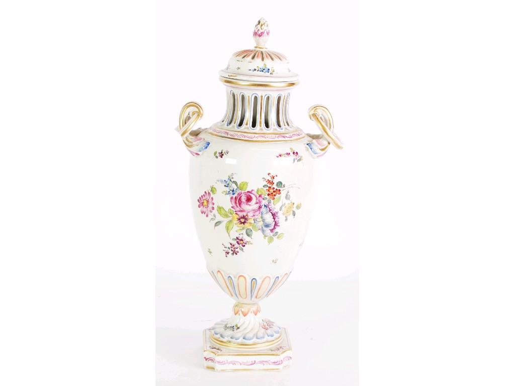 Appraisal: NINETEENTH CENTURY PROBABLY FRENCH MARSEILLE FAIENCE TWO HANDLE PEDESTAL VASE