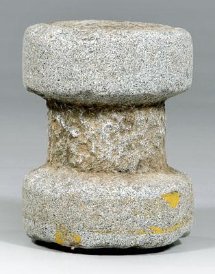 Appraisal: Granite millstone white with black speckles dumbbell form each end