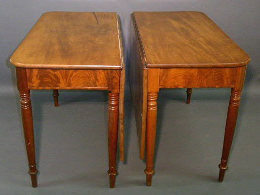 Appraisal: Sheraton mahogany two-part dining table drop-leaf rotating tops h x