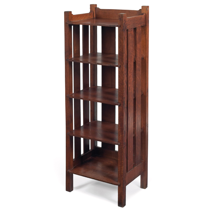 Appraisal: Stickley Brothers magazine stand five shelves supported by slatted sides