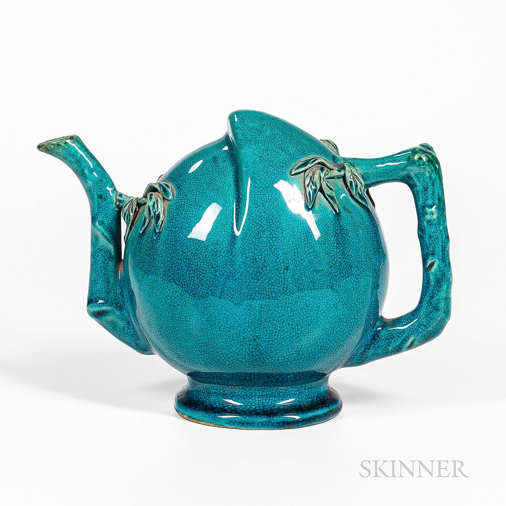 Appraisal: Turquoise-glazed Cadogan Ewer Turquoise-glazed Cadogan Ewer China th century in