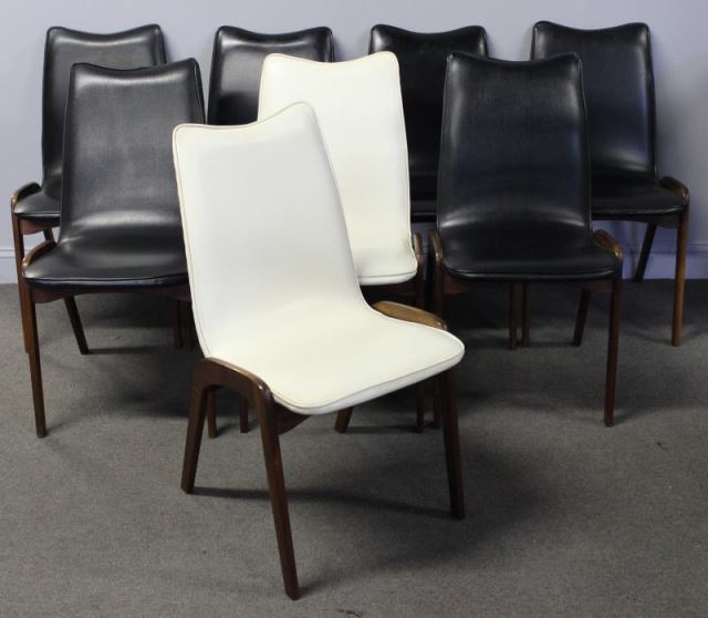 Appraisal: Midcentury Set of Dining Chairs Matching wood frames with black