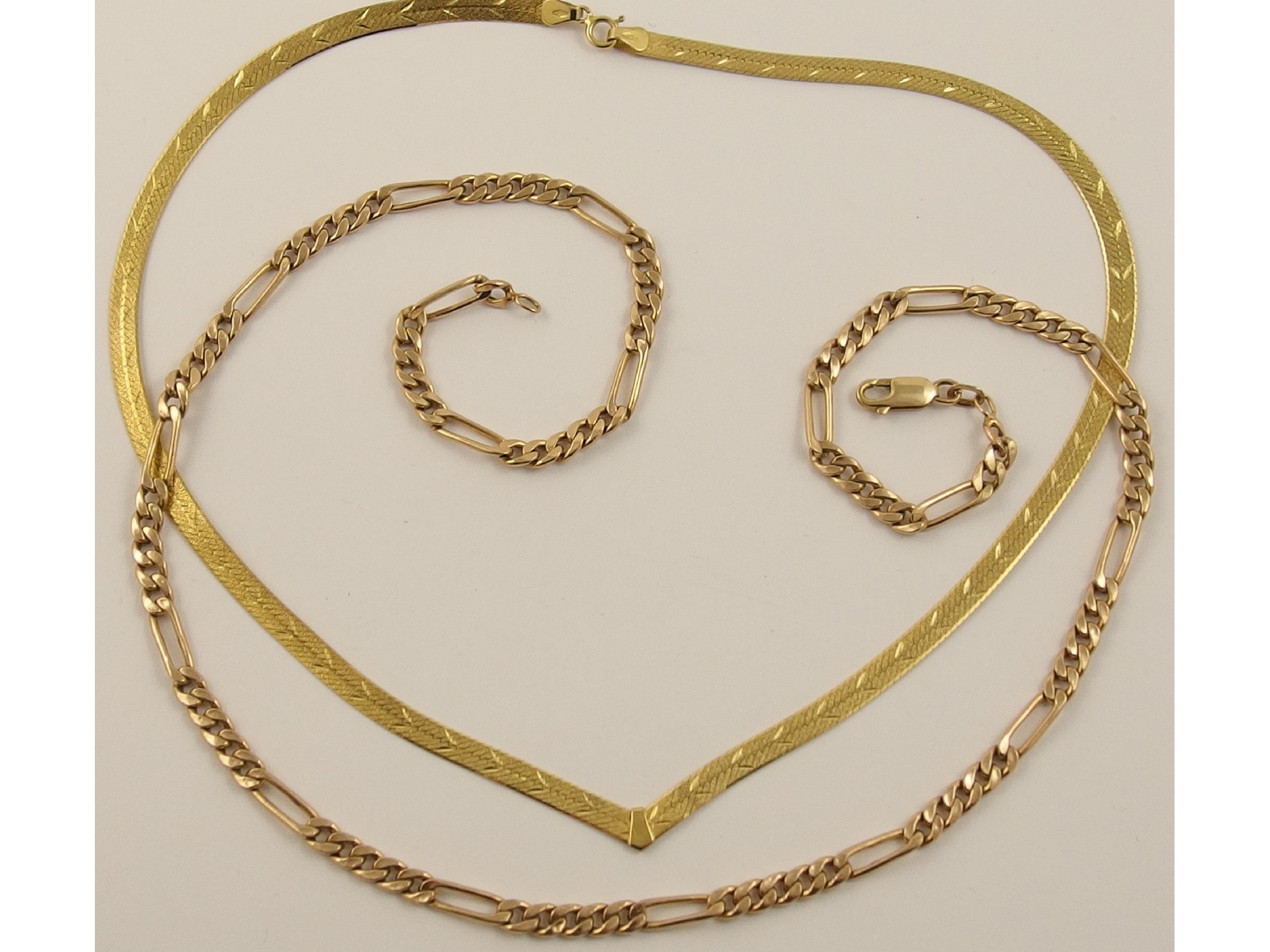 Appraisal: A ct herringbone style necklace together with a ct fancy