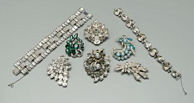 Appraisal: Eight piece Eisenberg costume jewelry three brooches signed Eisenberg Ice