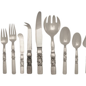 Appraisal: A Georg Jensen Silver Scroll Flatware Service Mid- th Century