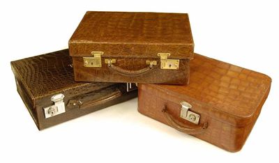 Appraisal: A crocodile small case stamped 'BRUFORD SON LTD EXETER EASTBOURNE'