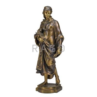 Appraisal: ADRIEN ETIENNE GAUDEZ French - Bronze sculpture of a woman