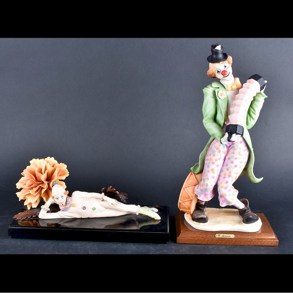 Appraisal: Two Giuseppe Armani Figurines Two Giuseppe Armani Porcelain Clown Figurines