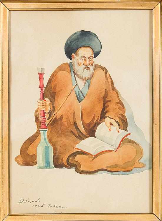 Appraisal: Iranian school th century SIX WORKS SCENES OF TEHRAN watercolors