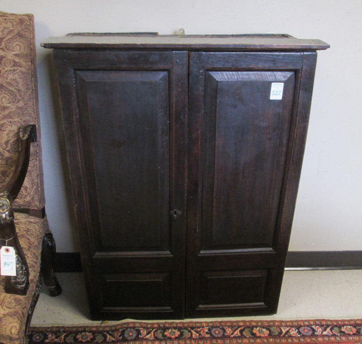 Appraisal: DARK OAK FARM HOUSE KITCHEN CUPBOARD English th century a