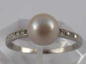 Appraisal: An carat white gold natural pearl and diamond ring French