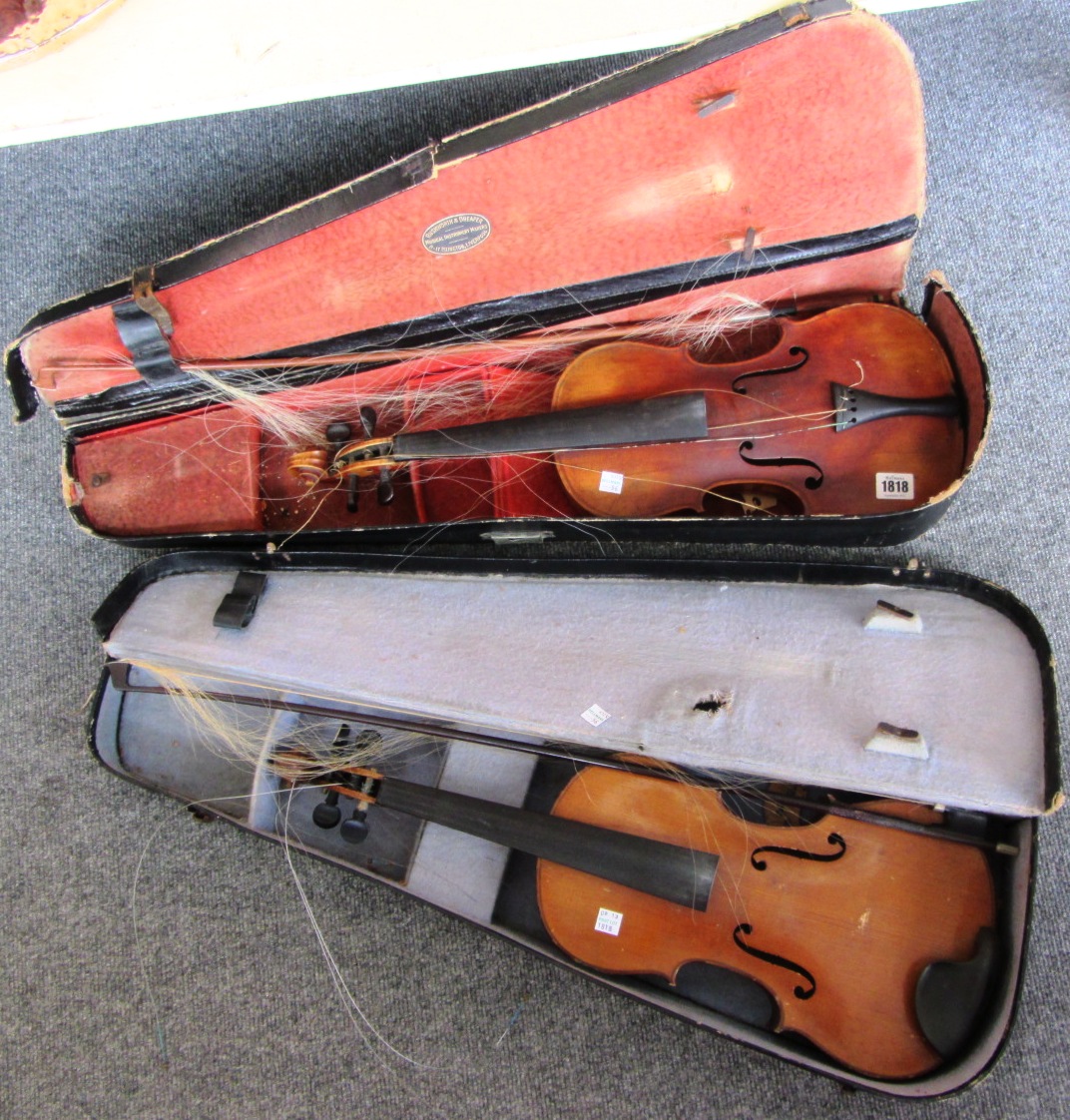 Appraisal: A violin with 'Stradivarius' interior paper label inches minus button