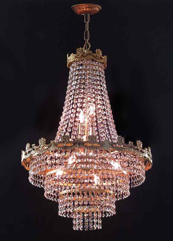 Appraisal: CRYSTAL CHANDELIER Made in Spain Gilt metal and crystals light