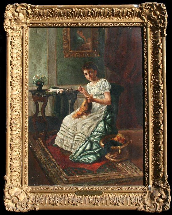 Appraisal: HENLEY Lionel Charles British - ''A Stitch in Time'' OIL