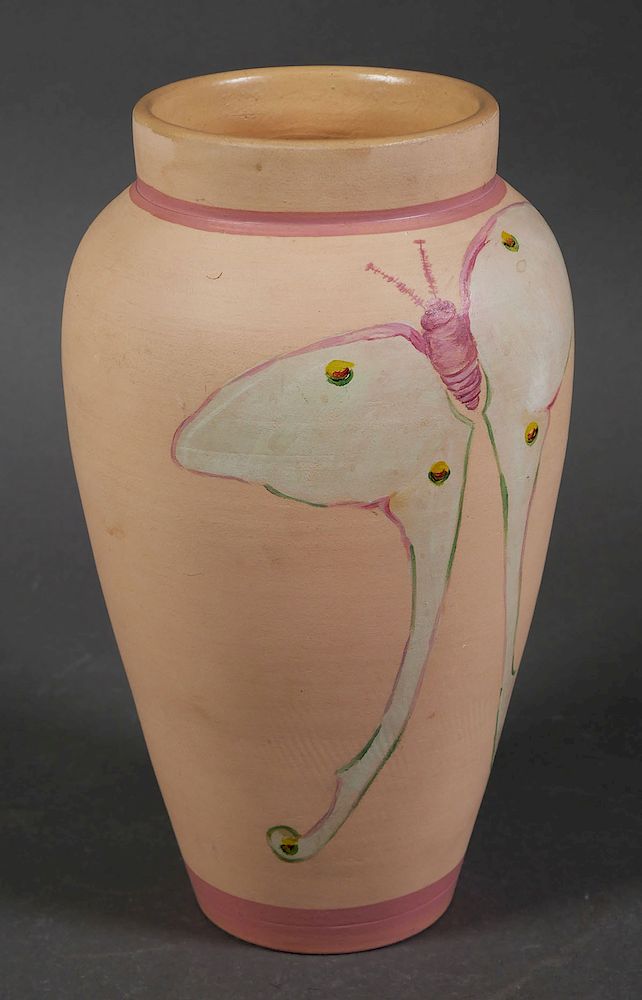 Appraisal: ORLANDO POTTERY Vase with Butterfly Vintage circa s Orlando Potteries