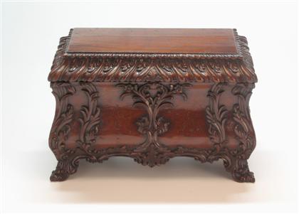 Appraisal: Victorian carved mahogany tea caddy H in W in D