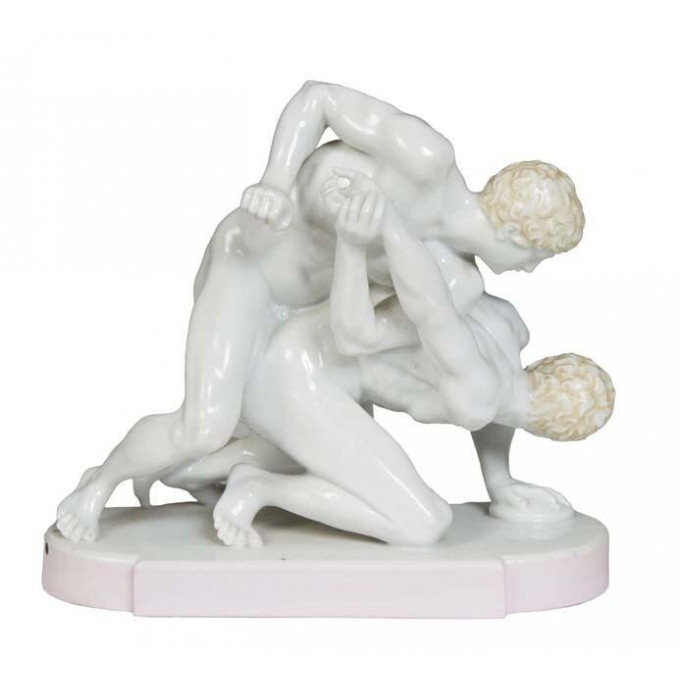 Appraisal: Kister Porcelain Figural Group of Two Classical Male Wrestlers th