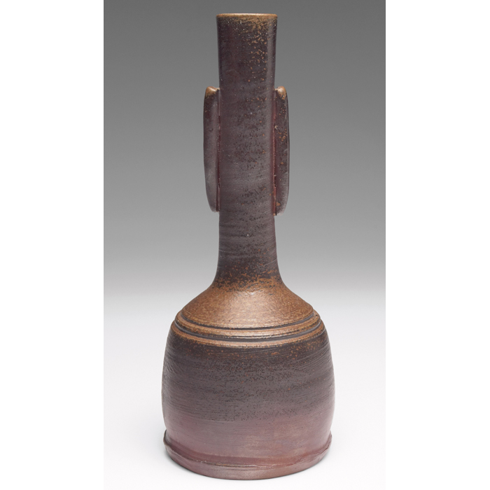 Appraisal: Asian vase unusual shape under a multi-toned brown matte glaze