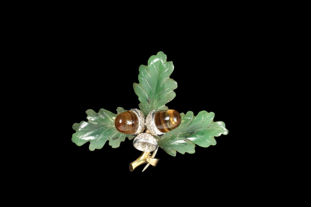 Appraisal: BROOCH - K white gold Acorn and Leaf Form Brooch