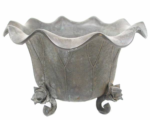 Appraisal: A Chinese bronze lotus-form jardiniere height in diameter in