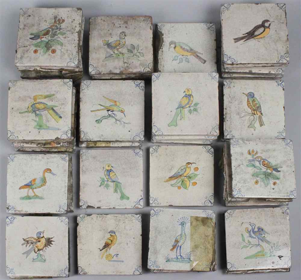 Appraisal: QUANTITY OF DELFT BIRD TILES including parrots beekeepers wood peckers