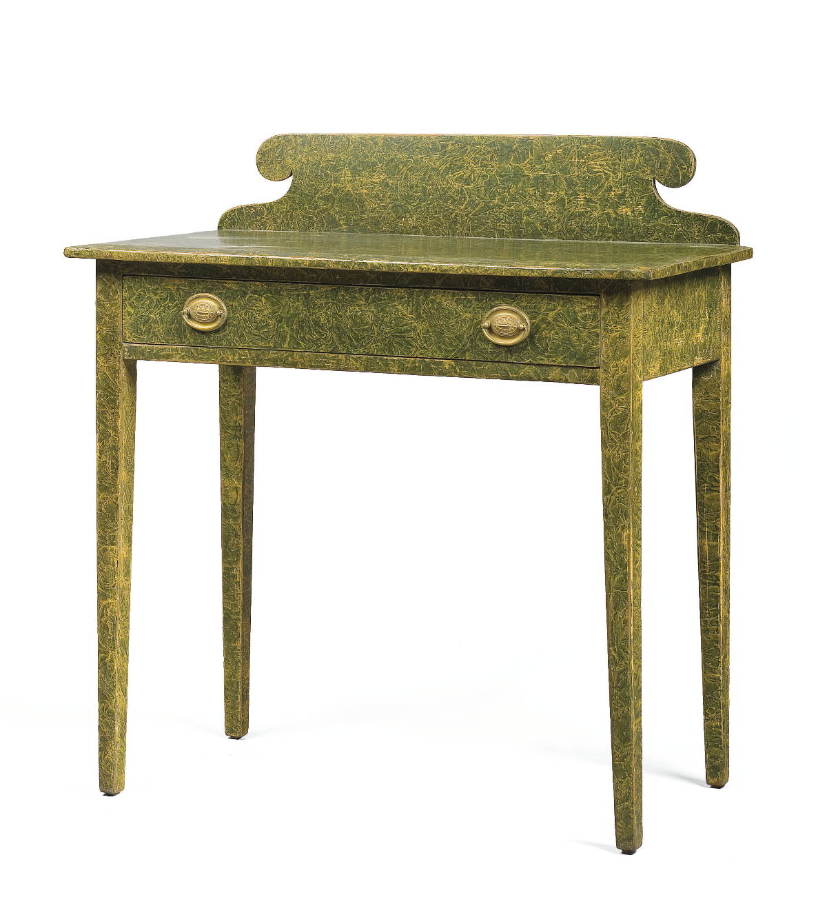 Appraisal: NEW ENGLAND HEPPLEWHITE GREEN AND YELLOW PAINT-DECORATED DRESSING TABLE Height