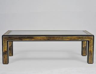 Appraisal: BERNARD ROHNE LOW TABLE American By Mastercraft With glass inset